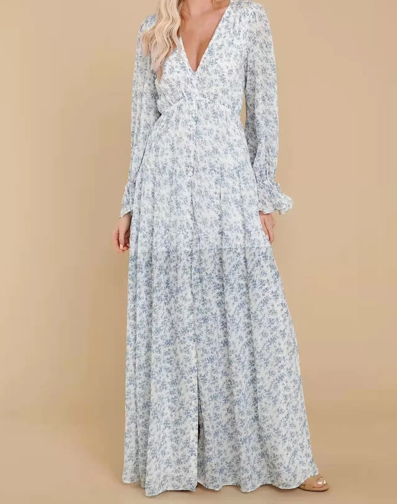 Aurora | Elegant maxikjole med blomsterdesign for sommer