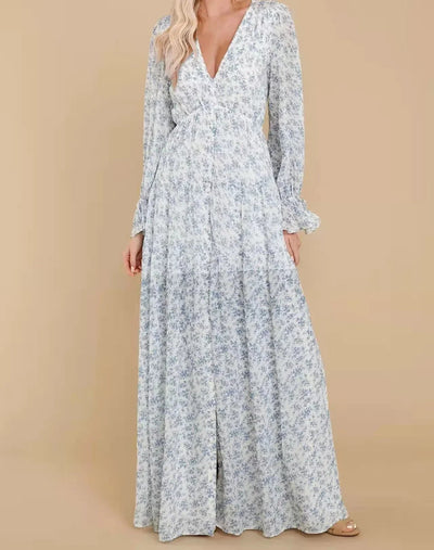 Aurora | Elegant maxikjole med blomsterdesign for sommer