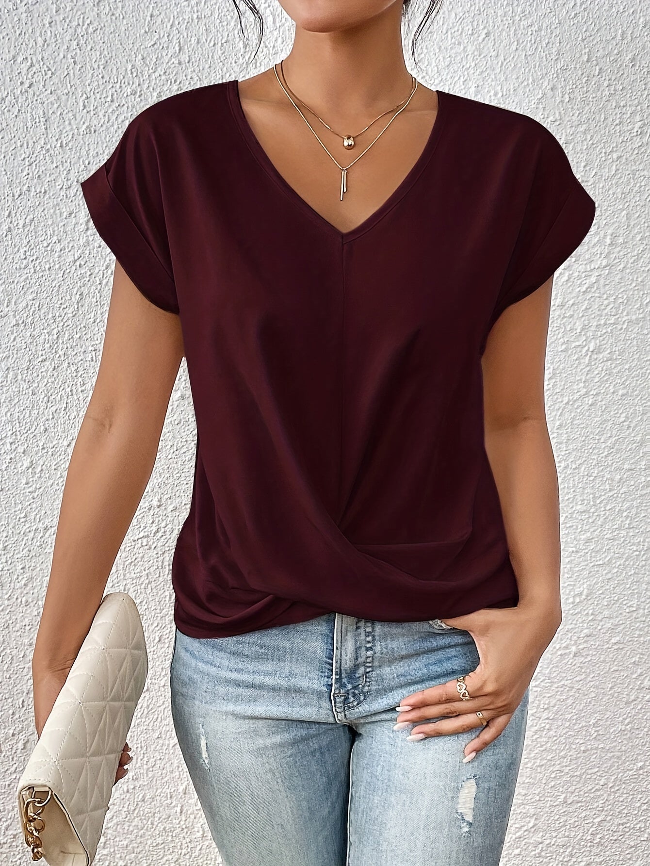 Cleo | Uformell hvit bluse med V-hals