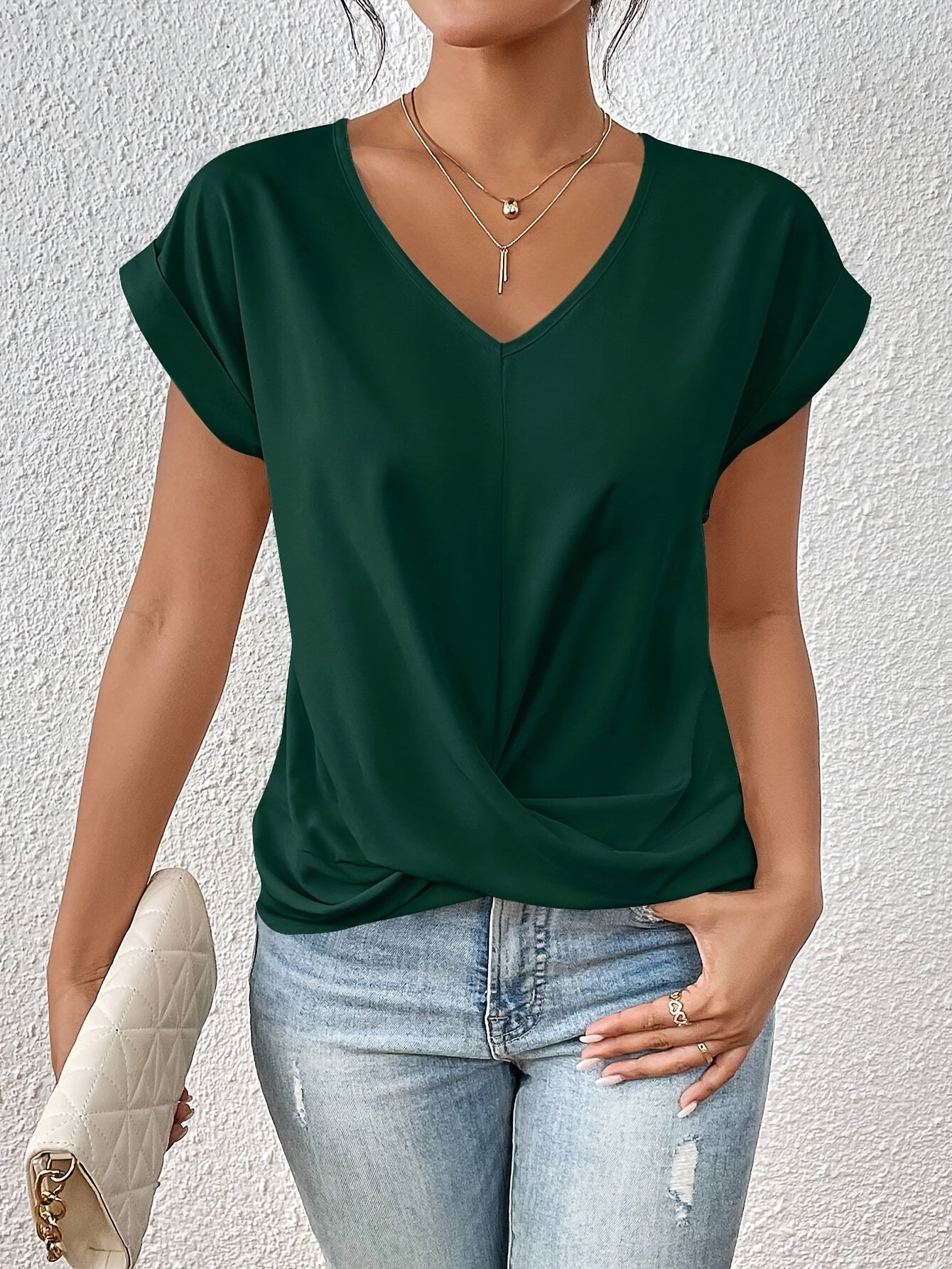 Cleo | Uformell hvit bluse med V-hals