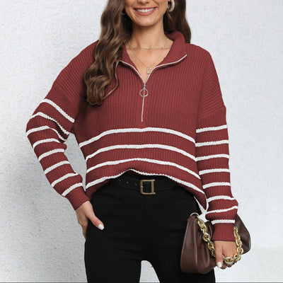 Aslaug | Elegant zip-up genser med mock hals