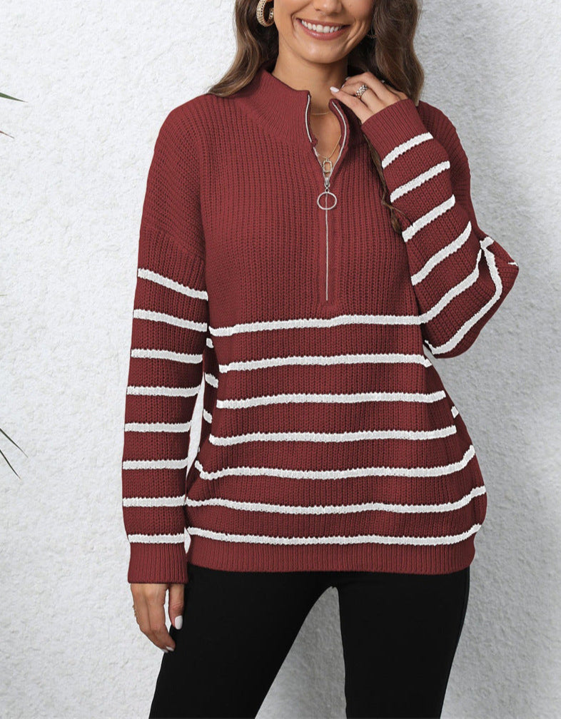 Aslaug | Elegant zip-up genser med mock hals