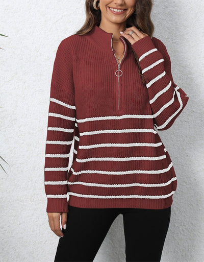 Aslaug | Elegant zip-up genser med mock hals