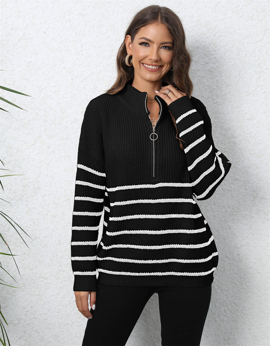 Aslaug | Elegant zip-up genser med mock hals