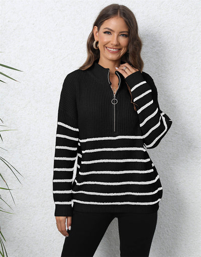 Aslaug | Elegant zip-up genser med mock hals