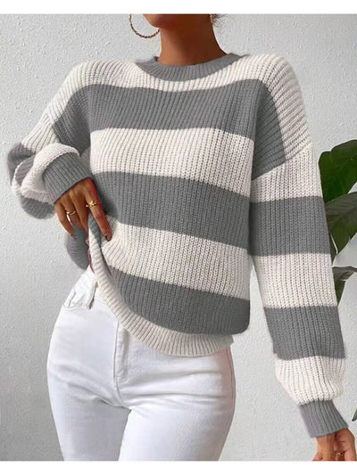 Agnes | Stripete langermet genser med crew neck