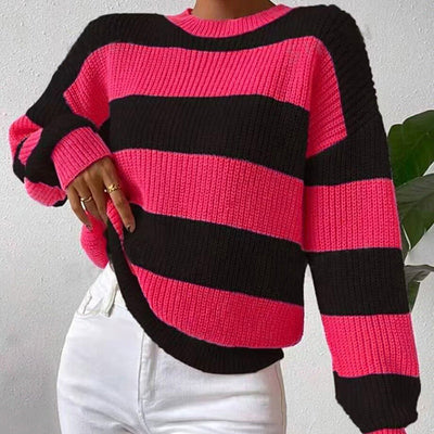 Agnes | Stripete langermet genser med crew neck