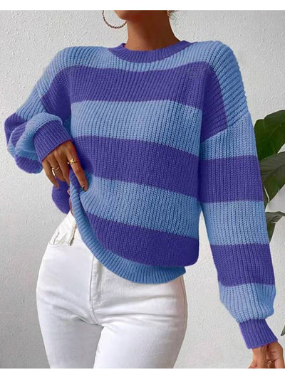 Agnes | Stripete langermet genser med crew neck