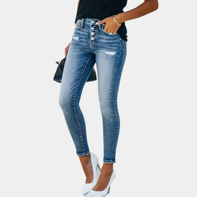 Helga | Stilige skinny bukser med knapper