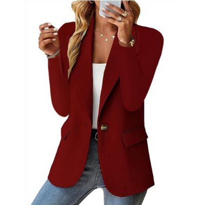 Janelle | Elegant svart blazer med enkel knapp