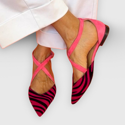 Lina | Flate sandaler dame med zebra-mønster