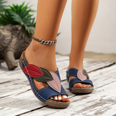 Malou | Slip-in-sandaler med bladmønster