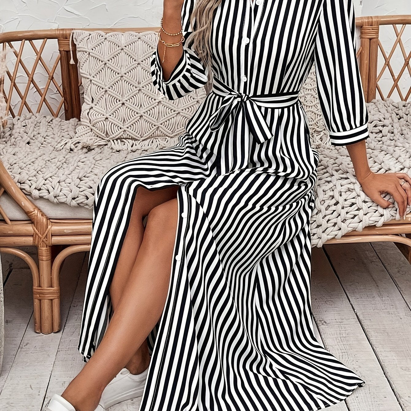 Mathilde | Elegant skjortekjole med belte
