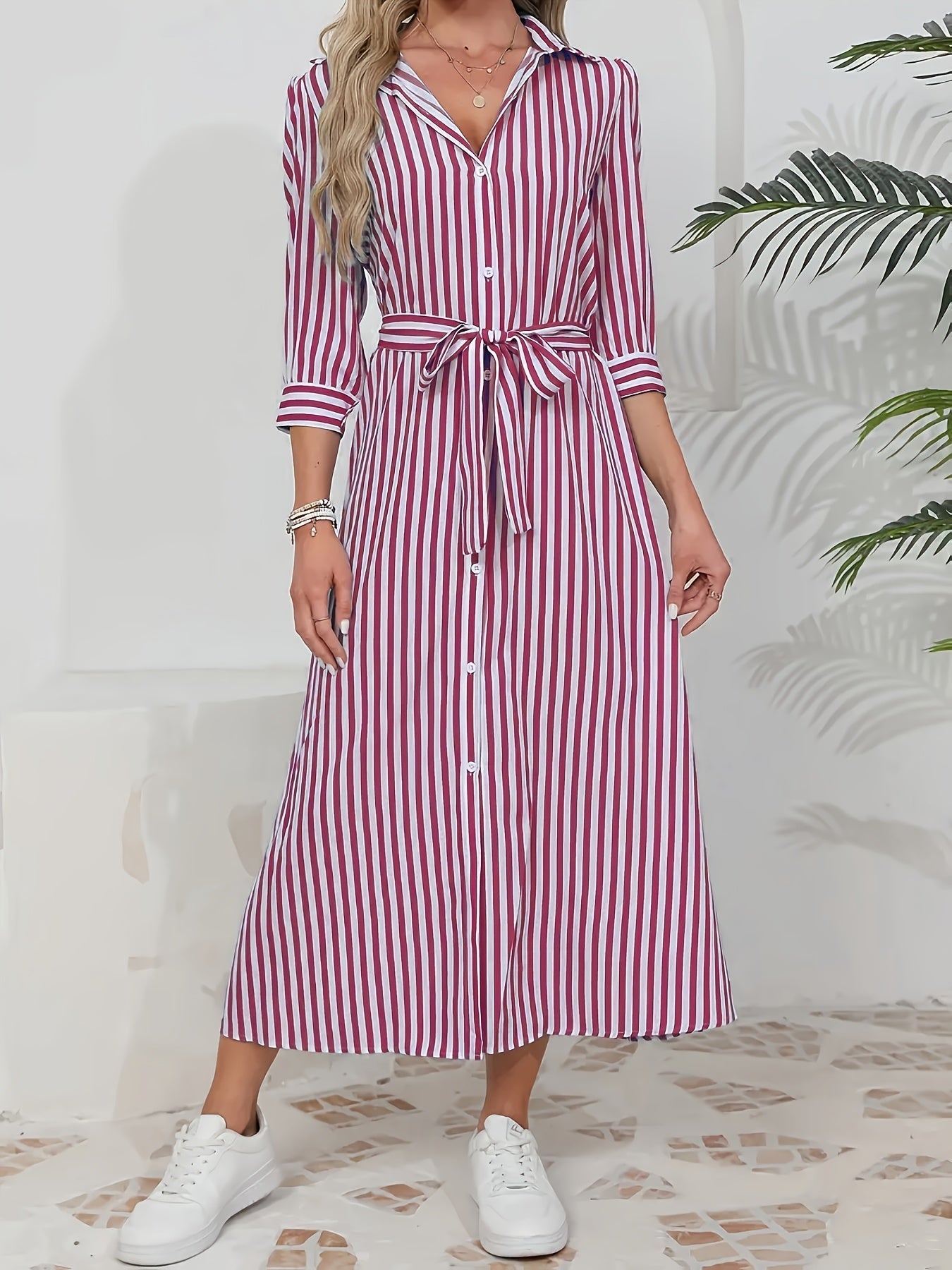 Mathilde | Elegant skjortekjole med belte