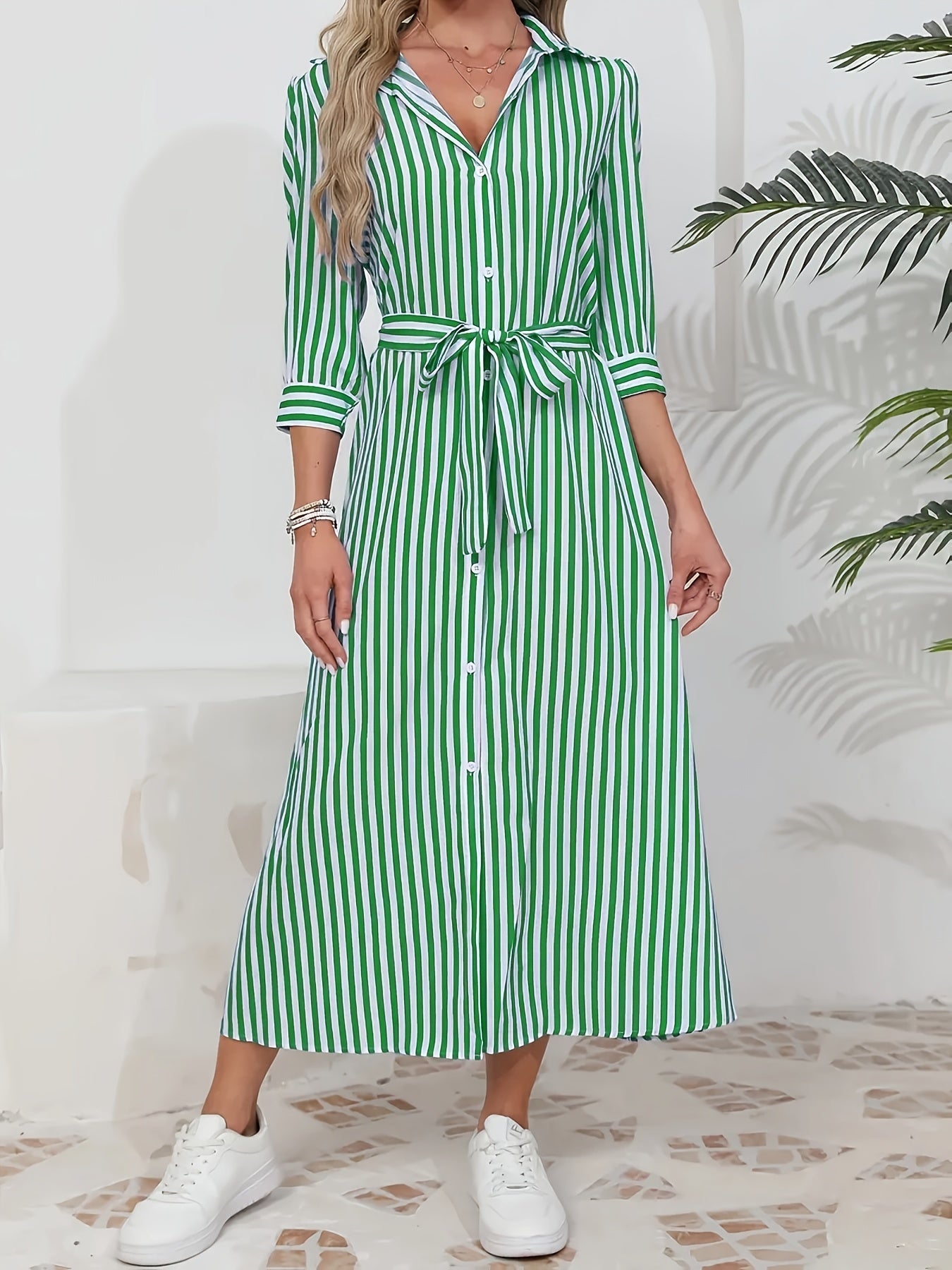 Mathilde | Elegant skjortekjole med belte