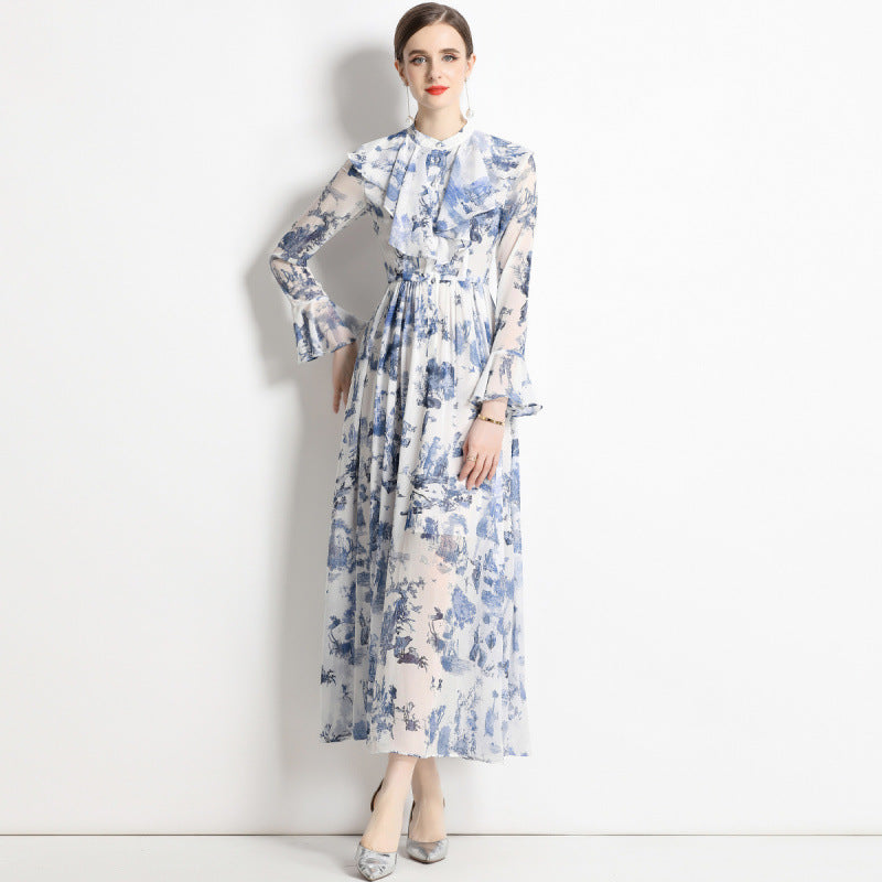 Mia | Elegant kjole med kunstnerisk blekktrykk