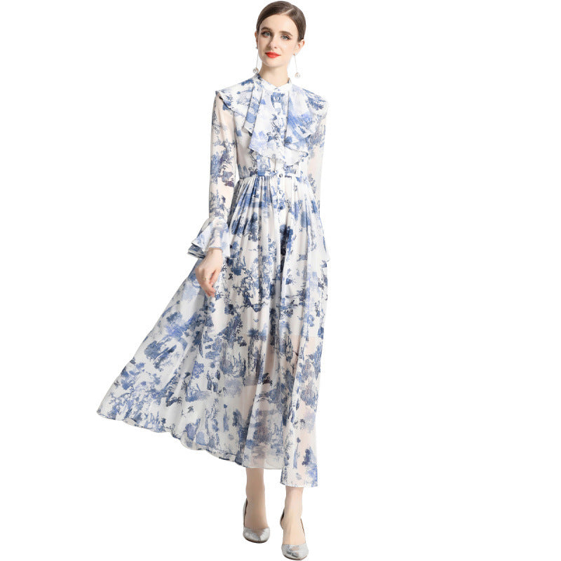 Mia | Elegant kjole med kunstnerisk blekktrykk