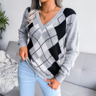 Mia | Elegant strikkegenser dame med V-hals