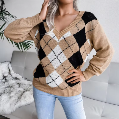 Mia | Elegant strikkegenser dame med V-hals
