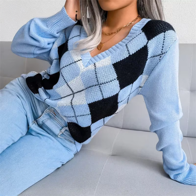 Mia | Elegant strikkegenser dame med V-hals