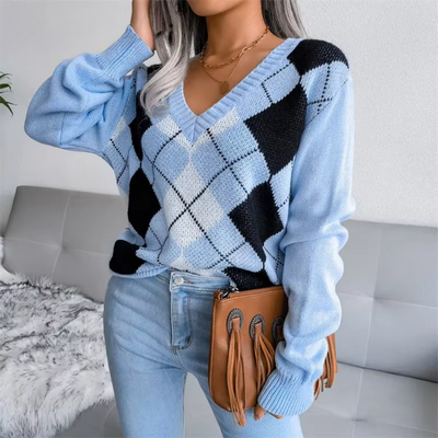 Mia | Elegant strikkegenser dame med V-hals