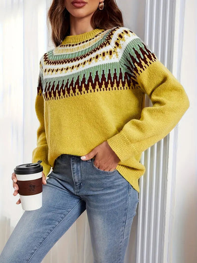 Paula | Retro Strikkegenser med Livlig Mønster