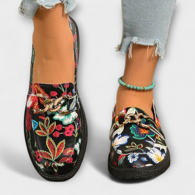 Orla – Flerfargede Loafers med Blomsterdesign