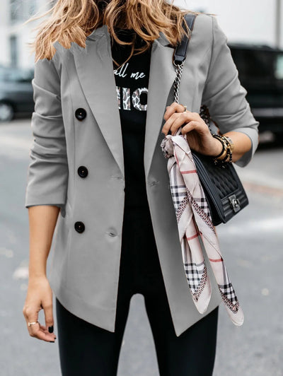 Sabrina | Elegant svart blazer med dobbeltknapp
