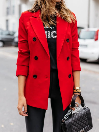 Sabrina | Elegant svart blazer med dobbeltknapp