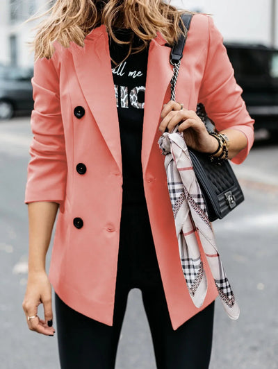 Sabrina | Elegant svart blazer med dobbeltknapp