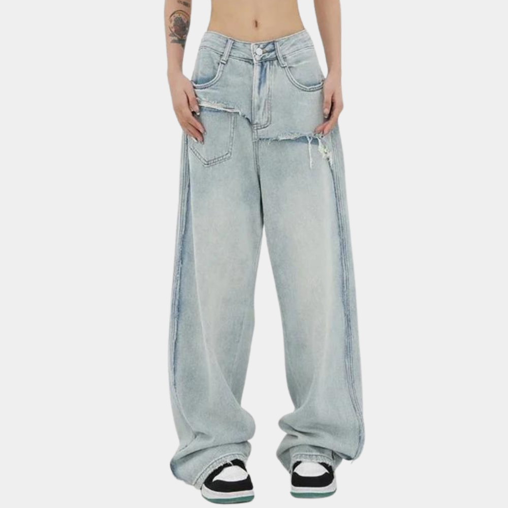 Serina | Stilige distressed jeans med vide ben