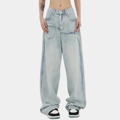 Serina | Stilige distressed jeans med vide ben