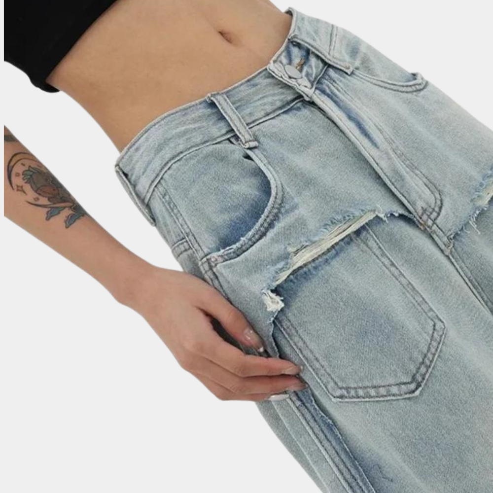 Serina | Stilige distressed jeans med vide ben