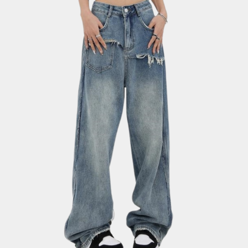 Serina | Stilige distressed jeans med vide ben