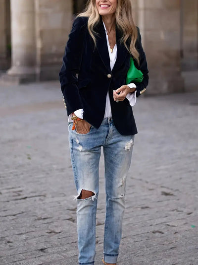 Vivian | Elegant blazer dame med gullknapper
