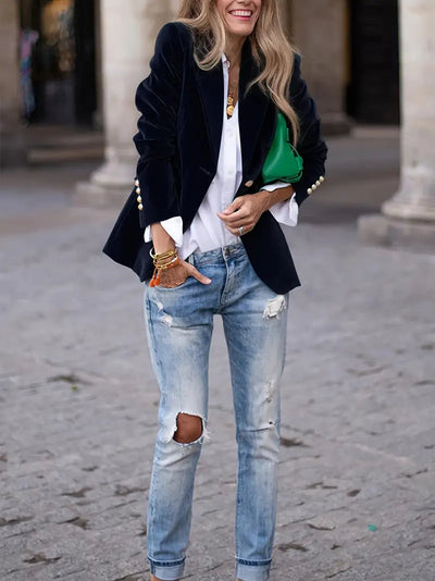 Vivian | Elegant blazer dame med gullknapper